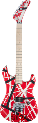 EVH STRIPED SERIES 5150 Electric Guitar (Red With Black And White Stripes)