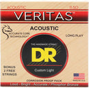 Cordes DR Handmade Strings VTA-11-6PK Veritas pour guitare acoustique (bronze phosphoreux, paquet de 6) - Tirant Custom Light .011-.050