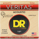 Cordes de guitare acoustique DR Handmade Strings VTA-12-6PK Veritas (bronze phosphoreux, paquet de 6) - .012-.054 Light