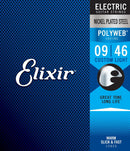 Elixir 12025 Cordes de guitare électrique en acier nickelé léger avec revêtement Polyweb - .009-0.46