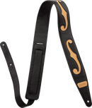 Gretsch Guitars F-HOLES Leather Strap (Black And Tan) - 3in