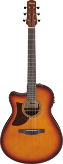 Guitare acoustique Ibanez AAM50LCEOLB pour gaucher (Open Pore Light Brown Sunburst)