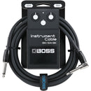 Boss BIC-10A-BK Straight To Right-Angle 1/4in Instrument Cable (Black) - 10in
