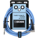 Boss BIC-10A-BU Straight To Right-Angle 1/4in Instrument Cable (Blue) - 10in
