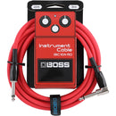Boss BIC-10A-RD Straight To Right-Angle 1/4in Instrument Cable (Red) - 10in