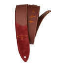 PRS Premium Leather Guitar Strap Birds Embroidery (Burgundy)