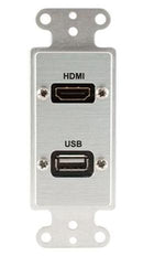 Covid D1219M-CA FEMME HDMI, USB AA Pig-Ltail Wall Plate (anodisé transparent)
