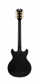 D'Angelico DAEMDCSBK2GS Excel Mini DC Semi-Hollow Electric Guitar (Solid Black)