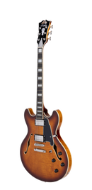 D'Angelico PREMIER DC Guitare électrique semi-creuse (Dark Iced Tea Burst)