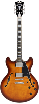 D'Angelico PREMIER DC Guitare électrique semi-creuse (Dark Iced Tea Burst)