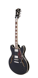 D'Angelico PREMIER DC Semi-Hollow Electric Guitar (Solid Black)