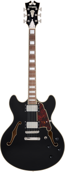 D'Angelico PREMIER DC Semi-Hollow Electric Guitar (Solid Black)