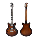 D'Angelico DAPMDCBRBNS Mini guitare électrique semi-creuse (Brown Burst)