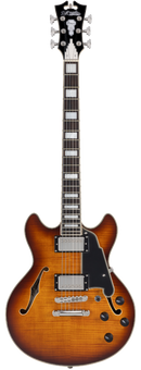 D'Angelico PREMIER MINI DC Semi Hollow Electric Guitar (Dark Iced Tea Burst)