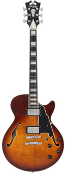 D'Angelico PREMIER SS Semi Hollow-Body Electric Guitar (Dark Iced Tea Burst)