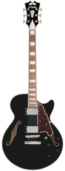 D'Angelico PREMIER SS Semi-Hollow Electric Guitar (Solid Black)