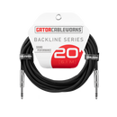 Câble de brassage symétrique Gator GCWB-BPC-20 TRS 6,35 mm mâle-mâle - 6 m