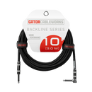 Gator Frameworks GCWB-INS-10RABB Straight To Right Angle Braided Instrument Cable - 10ft