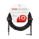 Gator Frameworks GCWB-INS-10RABG Straight To Right Angle Braided Instrument Cable - 10ft