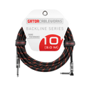 Gator Frameworks GCWB-INS-10RABRD Straight To Right Angle Braided Instrument Cable - 10ft