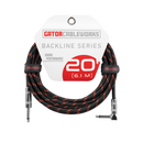 Gator Frameworks GCWB-INS-20RABRD Straight To Right Angle Braided Instrument Cable - 20ft