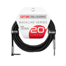 Gator GCWB-INS-20RA Backline Series Straight/Right Angle Instrument Cable - 20ft
