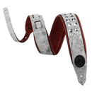 Sangle de guitare Levy M80GRPDX-WHT Rebel Leather Series (blanc craquelé avec clous argentés)