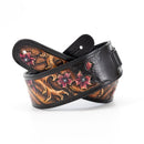 Profile EIL-9000 Leather Strap with Brown Wave and Cherry Blossom Pattern (Black) - 2.5"