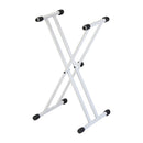 Support de clavier QuikLok T-20 à double embase en forme de X (blanc)