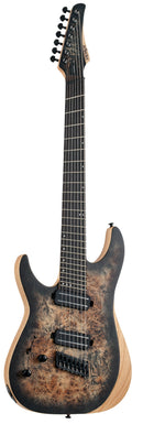 Guitare électrique 7 cordes multi-diapason pour gaucher Schecter REAPER-7 (Satin Charcoal Burst)