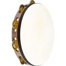Meinl TAH1V-WB Vintage Goat Skin Wood Tambourine 1 Row Hammered Brass (Walnut Brown)