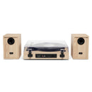 Victrola Harmony Turntable System (Natural Wood + Light Linen)