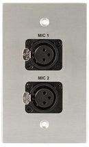 Covid W1225S-CA 2 Neutrik 3 Pin XLR Female Wall Plate (Clear Anodized)