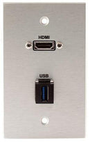 Covid W1231M-CA HDMI Pigtail and Keystone USB-3-AA Wall Plate (Clear Anodized)