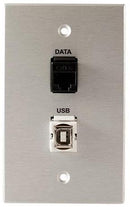 Covid W1234F-CA RJ45-CAT6 and Keystone USB-2-BA Wall Plate (Clear Anodized)