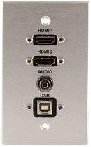 Covid W1403F-CA 2 HDMI Female, USB BA and Audio Input Wall Plate (Clear Anodized)