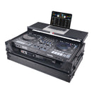 Prox xs-ranefour wltbl LED ATA Flight Style Road Case pour Rane Four Contrôleur avec une étagère d'ordinateur portable 1U Rack Space LED et roues (noir)