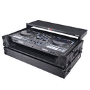 Prox xs-ranefour wltbl LED ATA Flight Style Road Case pour Rane Four Contrôleur avec une étagère d'ordinateur portable 1U Rack Space LED et roues (noir)