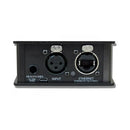 Glensound Beatrice B4+/4M, émetteur de poche compact 4 canaux, design Dante Broadway, avec connecteur XLR mâle 4 broches.