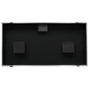 Odyssey FZGSLBM10WR Table de mixage DJ noire à profil bas au format 10″ et deux platines vinyles en position de combat, étui de cercueil de vol avec roues et plate-forme coulissante