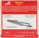 Cordes DR Handmade Strings VTA-11-6PK Veritas pour guitare acoustique (bronze phosphoreux, paquet de 6) - Tirant Custom Light .011-.050