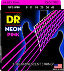 Cordes DR Handmade Strings NPE-9/46 pour guitare électrique, tirant léger à fort (rose fluo) - 9-46