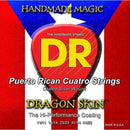 Cordes DR Handmade Strings CUATRO-PR Dragon Skin Silver Wound pour guitare cuatro portoricaine (vernis transparent)