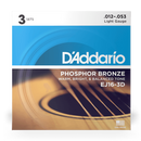 D'Addario EJ16-3D Phosphor Bronze LIGHT 12-53 3 Pack
