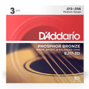 D'Addario EJ17-3D Bronze phosphoreux MOYEN 13-56 paquet de 3