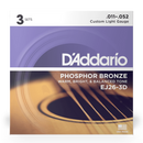 D'Addario EJ26-3D Bronze phosphoreux CUSTOM LIGHT 11-52 paquet de 3