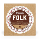 D'Addario EJ32C Cordes classiques à extrémité sphérique en nylon folk enroulées en argent/nylon transparent
