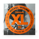 D'Addario EXL110-3D Lot de 3 bobines en nickel REG. LUMIÈRE 10-46