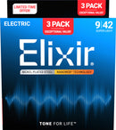 Cordes de guitare électrique Elixir NANOWEB (paquet de 3) - Light 9-42