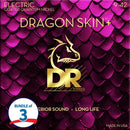 DR Handmade Strings DEQ-9-3PK Dragon Skin+ Electric Guitar Strings (Quantum Nickel Coated, 3 Pack) - Light .009-.042